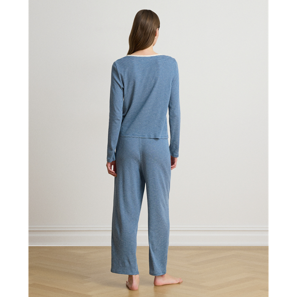 Pyjama c&ocirc;tel&eacute; &agrave; rayures et dentelle