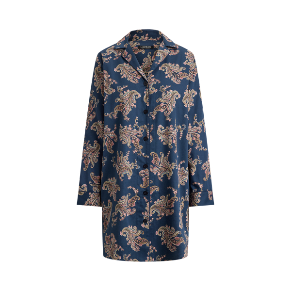 Chemise nuit satinette cachemire/fleurs