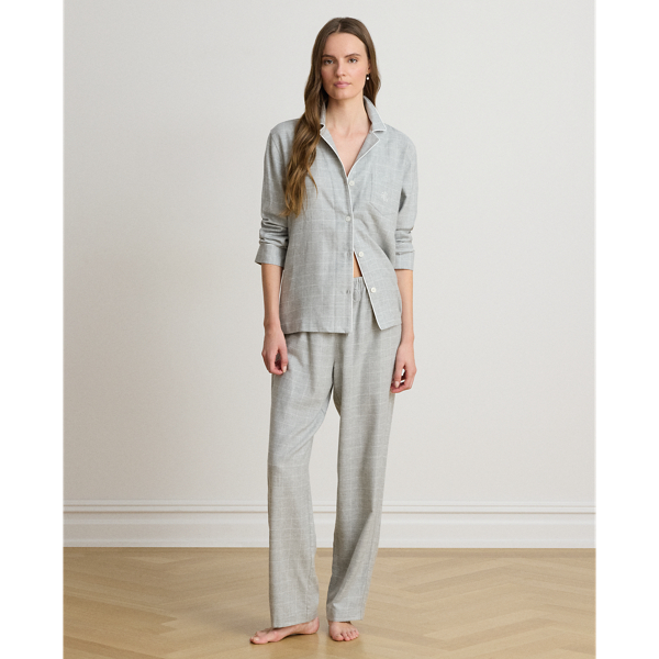 Windowpane Brushed Twill Sleep Set