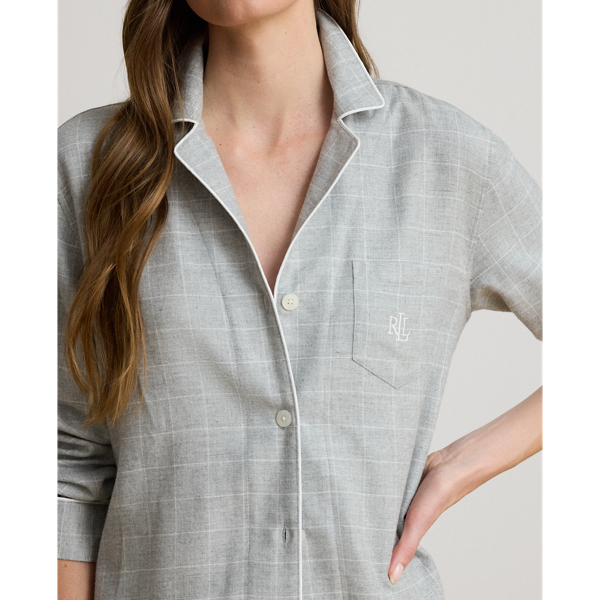 Windowpane Brushed Twill Sleep Set