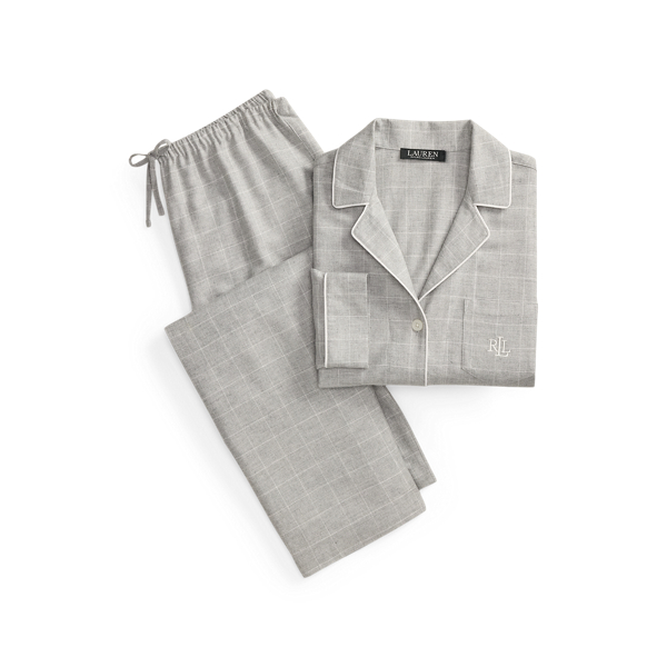 Windowpane Brushed Twill Sleep Set