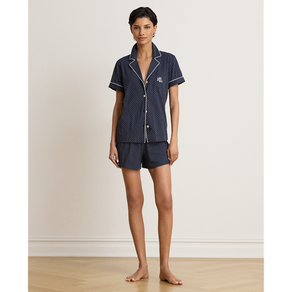 Pyjama short en jersey de coton &agrave; pois