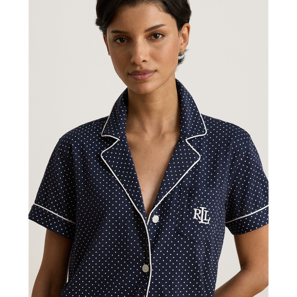 Pyjama short en jersey de coton &agrave; pois