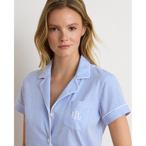 Kurzer Jersey-Pyjama mit Karomuster