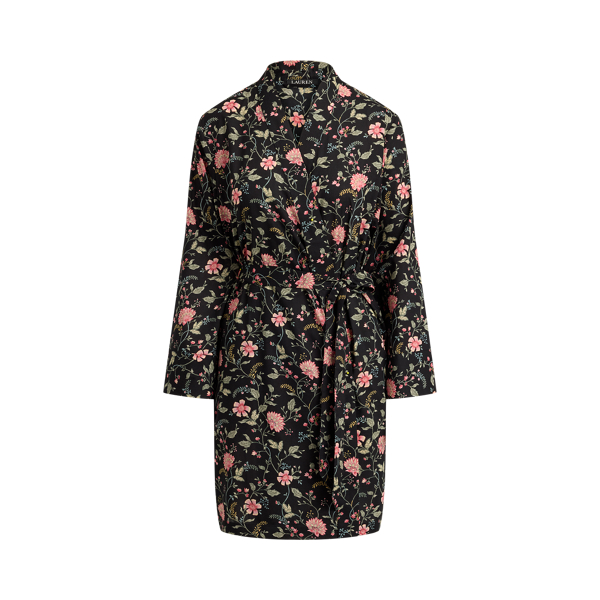 Peignoir en linon de coton fleuri