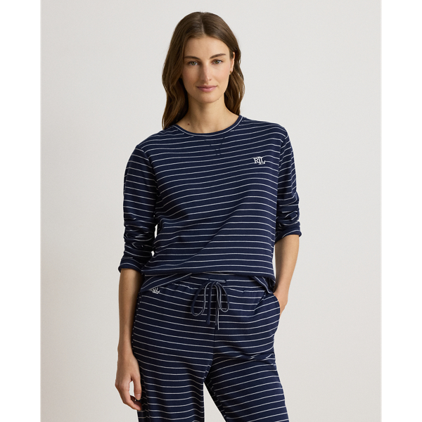 Pyjama jogger en interlock ray&eacute; Lauren en Rayure marine 3