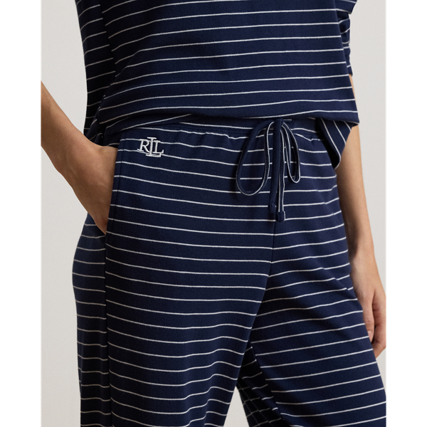 Pyjama jogger en interlock ray&eacute; Lauren en Rayure marine 5