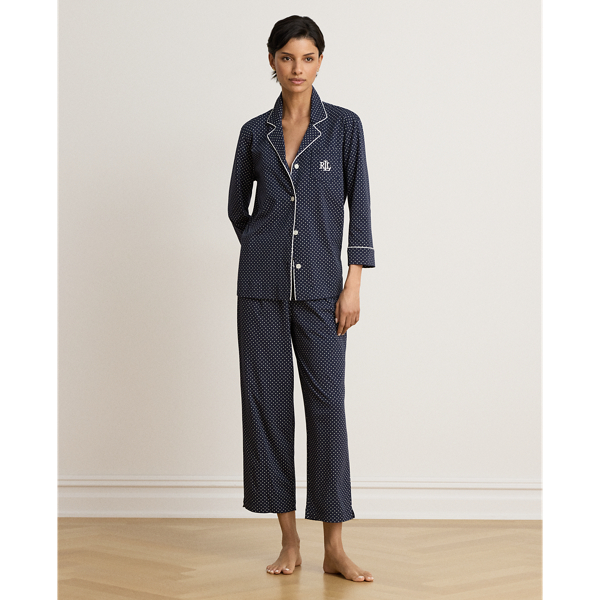 Pyjama capri en jersey de coton &agrave; pois