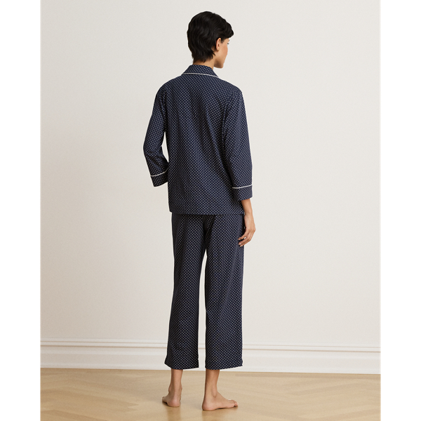 Pyjama capri en jersey de coton &agrave; pois