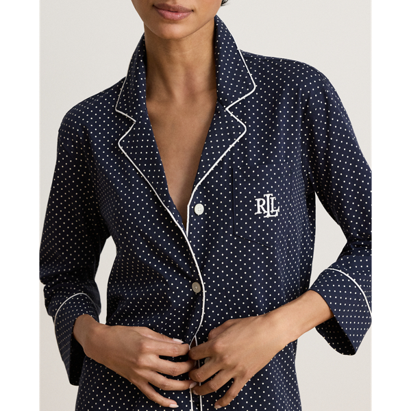 Pyjama capri en jersey de coton &agrave; pois