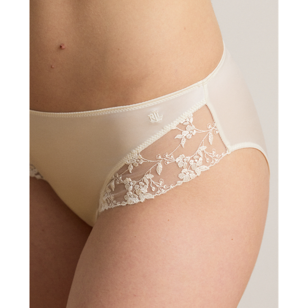 Cueca midi de cetim e malha bordada
