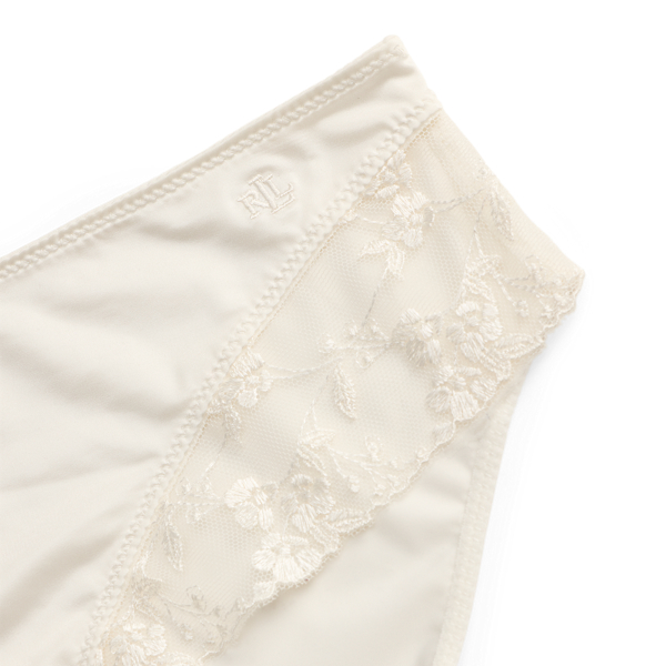 Cueca midi de cetim e malha bordada