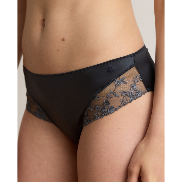 Broderade korta trosor i mesh & satin
