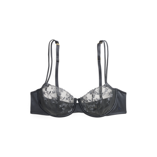 Embroidered Mesh & Satin Bra