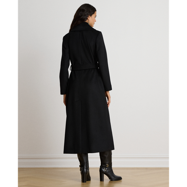Black Wool-Blend Wrap Maxicoat Lauren 5