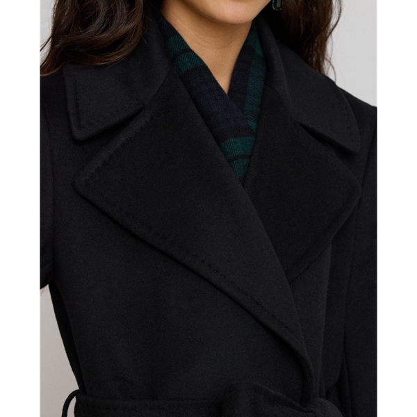 Black Wool-Blend Wrap Maxicoat Lauren 6