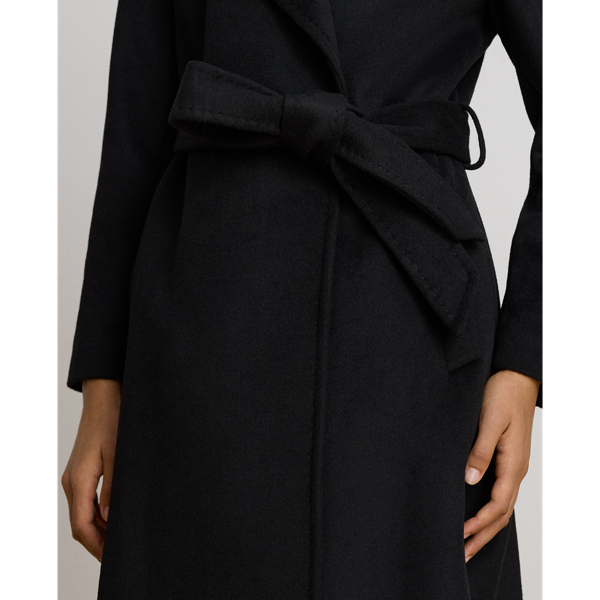 Black Wool-Blend Wrap Maxicoat Lauren 7