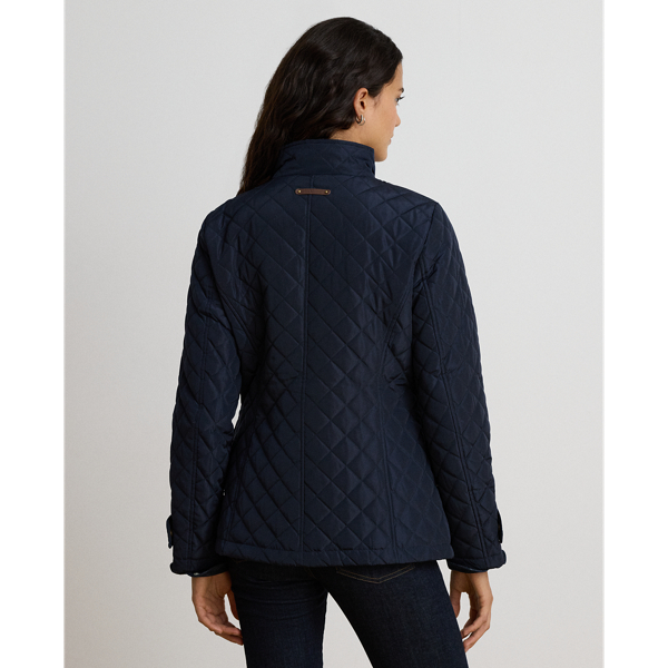 Dark Navy Diamond-Quilted Mockneck Jacket Lauren 5