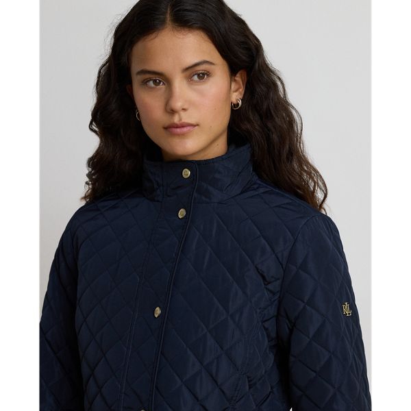 Dark Navy Diamond-Quilted Mockneck Jacket Lauren 6