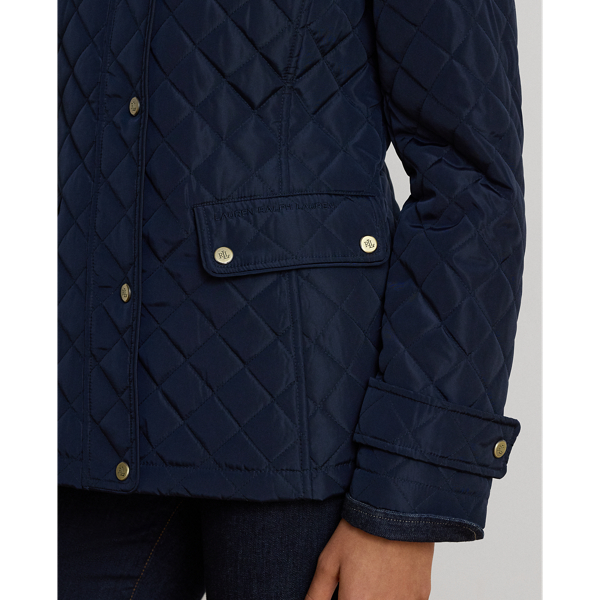 Dark Navy Diamond-Quilted Mockneck Jacket Lauren 7
