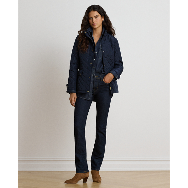 Dark Navy Diamond-Quilted Mockneck Jacket Lauren 8