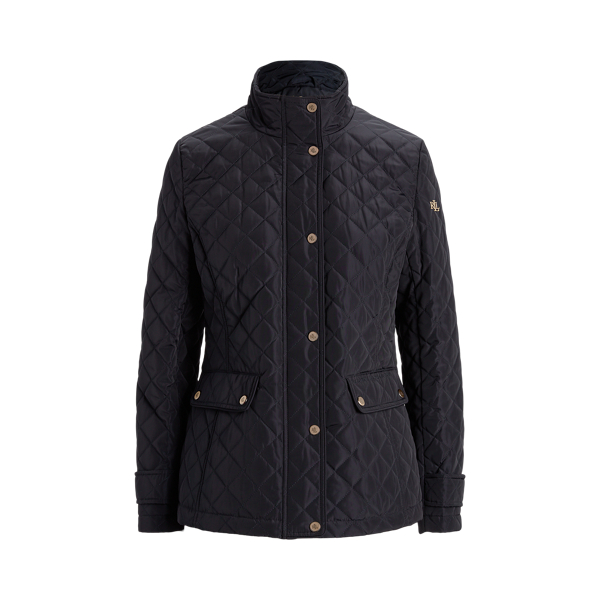 Dark Navy Diamond-Quilted Mockneck Jacket Lauren 2