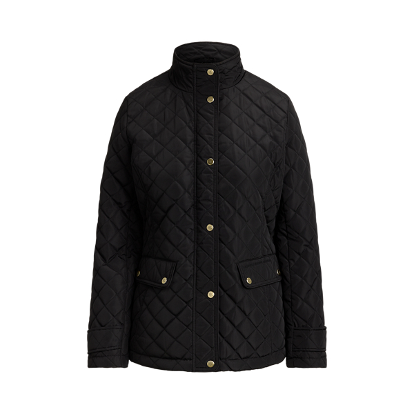 Diamond-Quilted Mockneck Jacket