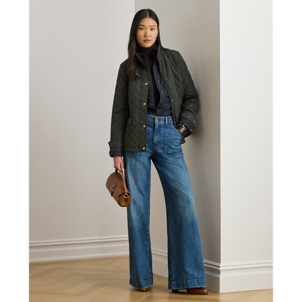 Diamond-Quilted Mockneck Jacket