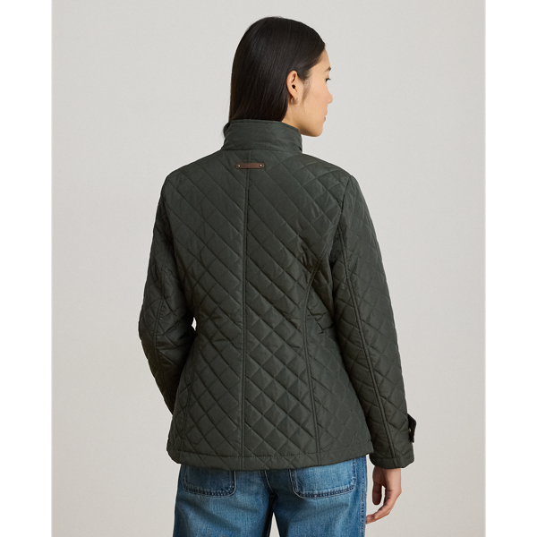 Diamond-Quilted Mockneck Jacket