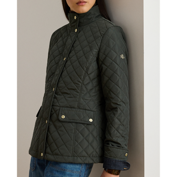 Diamond-Quilted Mockneck Jacket