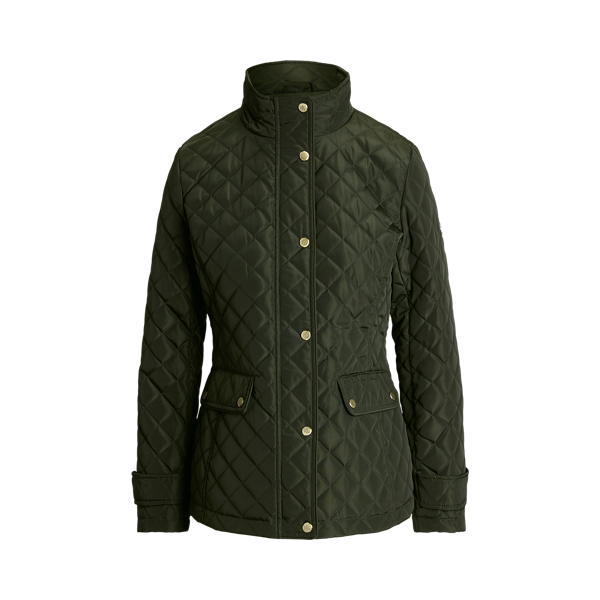 Diamond-Quilted Mockneck Jacket