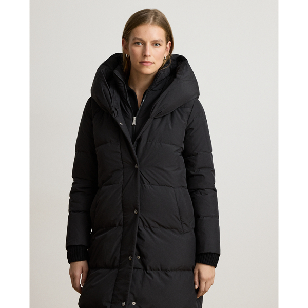Oversize-Collar Quilted Down Coat
