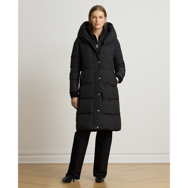 Oversize-Collar Quilted Down Coat
