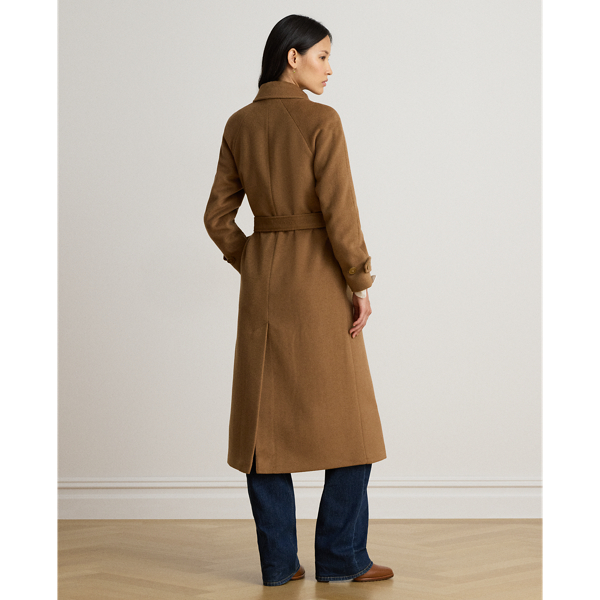 Belted Wool-Blend Trench Coat