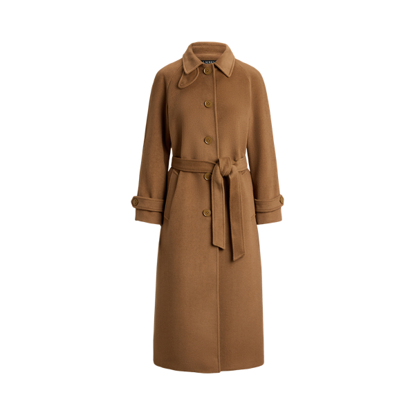 Belted Wool-Blend Trench Coat