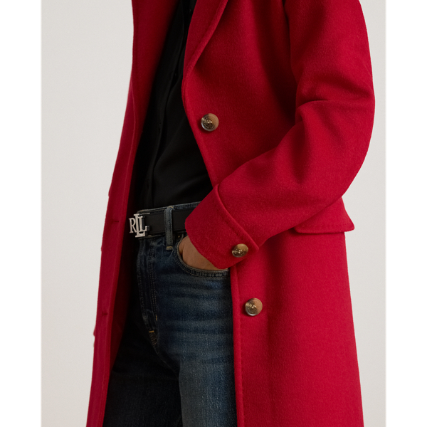 Festive Red Wool-Blend Reefer Coat Lauren 6