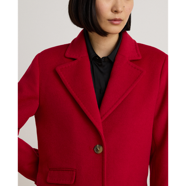Festive Red Wool-Blend Reefer Coat Lauren 7