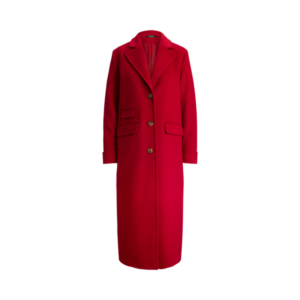 Festive Red Wool-Blend Reefer Coat Lauren 2
