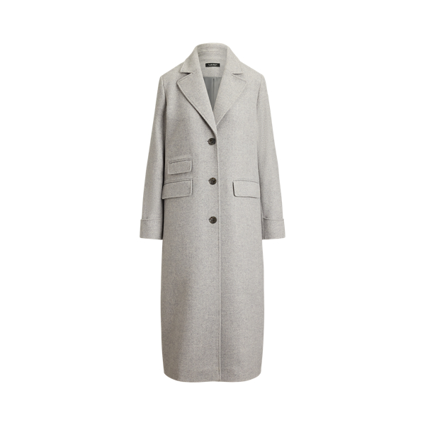 Cream Grey Herringbone Herringbone Reefer Coat Lauren 2