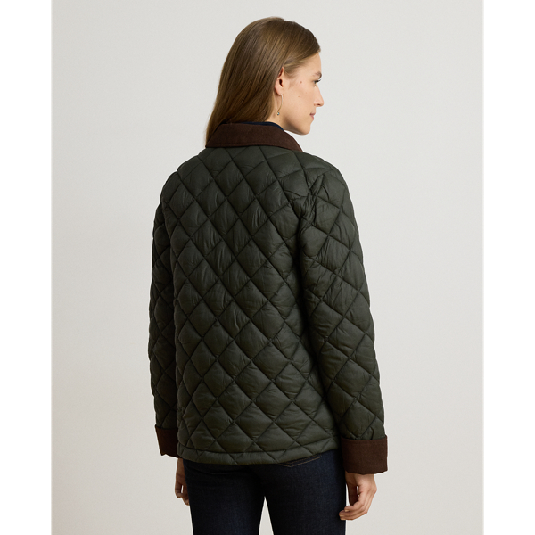 Corduroy-Trim Quilted Barn Jacket