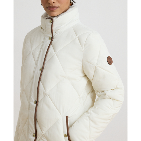 Faux-Fur-Trim Hooded Quilted Coat