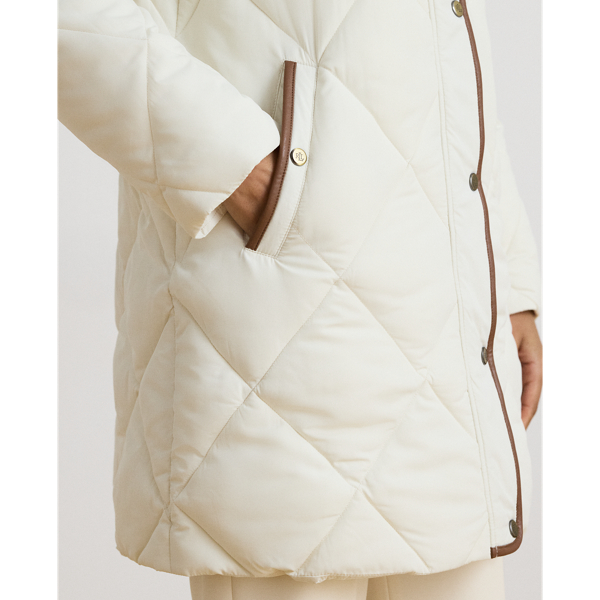 Faux-Fur-Trim Hooded Quilted Coat