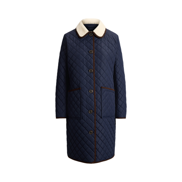 Faux-Shearling-Trim Quilted Jacket