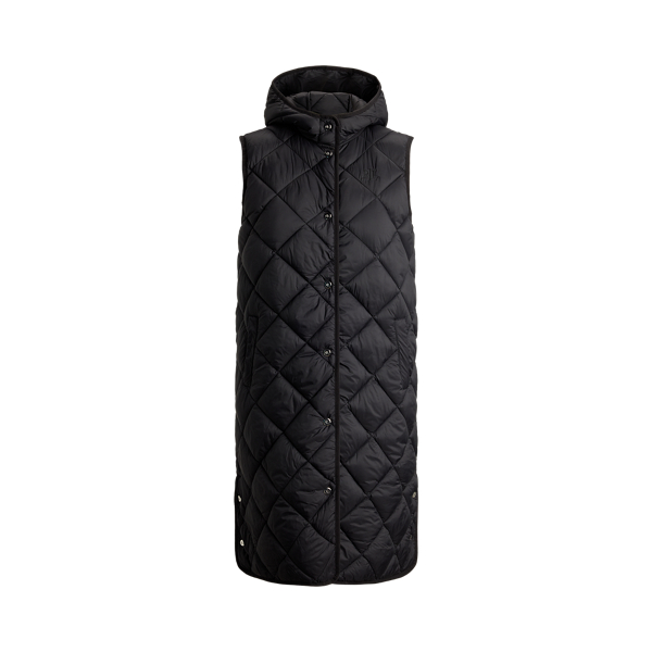 Diamond-Quilted Hooded Vest