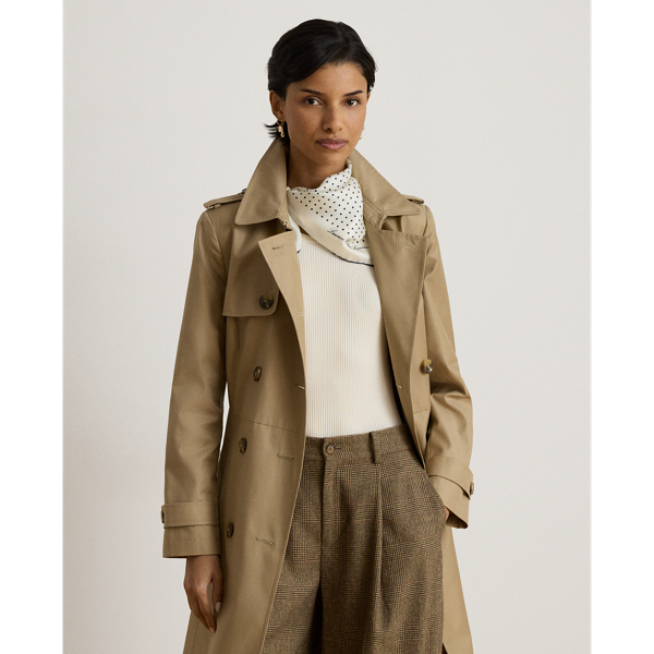 Sand Double-Breasted Cotton-Blend Trench Coat Lauren 4