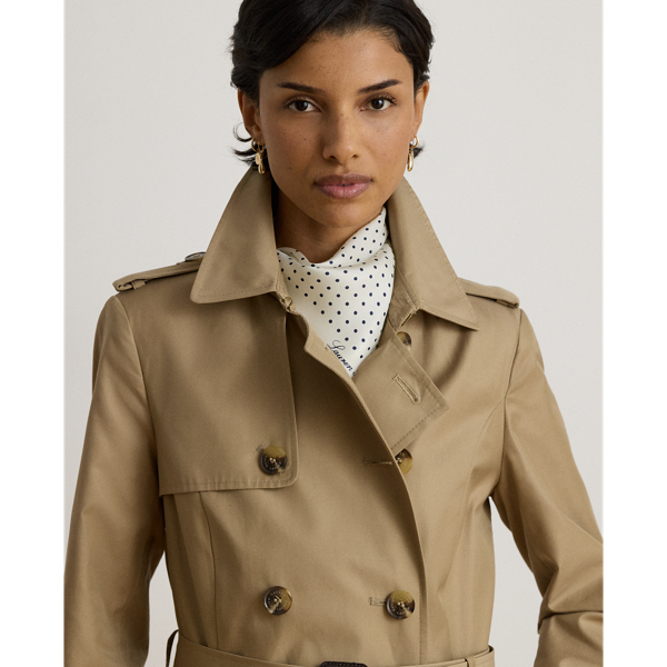 Sand Double-Breasted Cotton-Blend Trench Coat Lauren 6