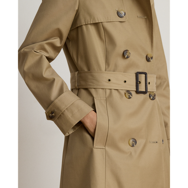 Sand Double-Breasted Cotton-Blend Trench Coat Lauren 7