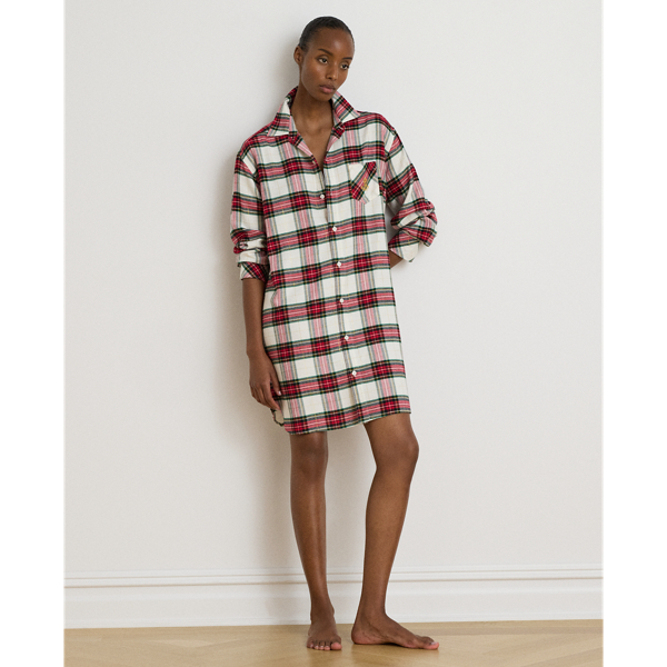 Camisa de dormir de sarja em xadrez