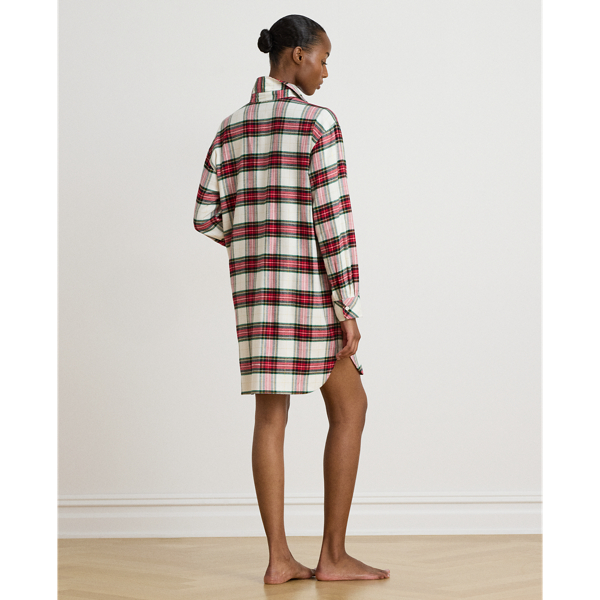 Camisa de dormir de sarja em xadrez