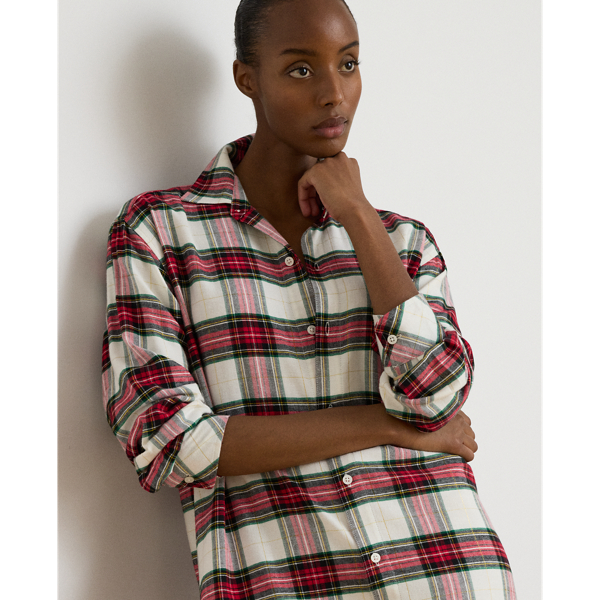 Camisa de dormir de sarja em xadrez